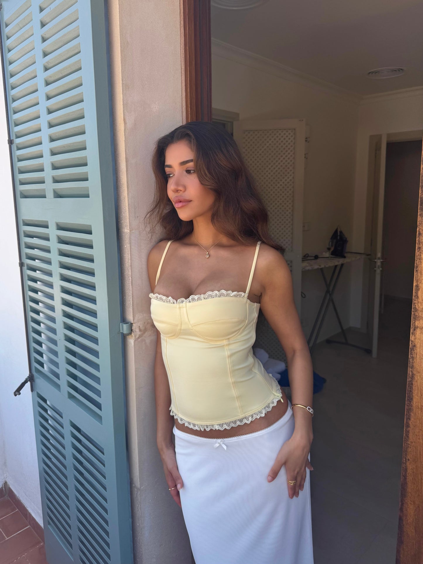 Lula lace corset top - light yellow