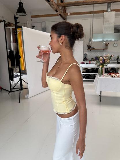 Lula lace corset top - light yellow