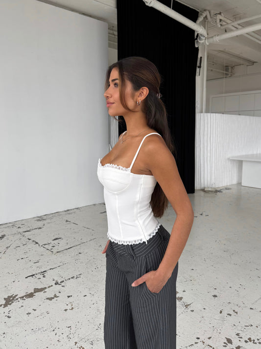 Lula lace corset top - white