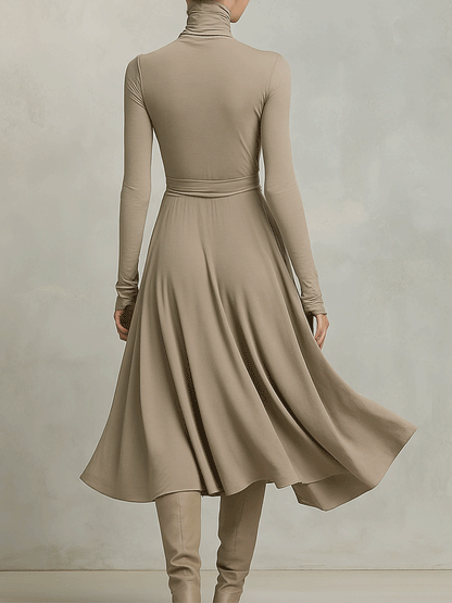 Women’s Elegant Figure-flattering Long Sleeves Knit Blend Midi Dress MDA2446G6I