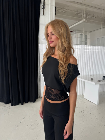 Hera basic lace top - black