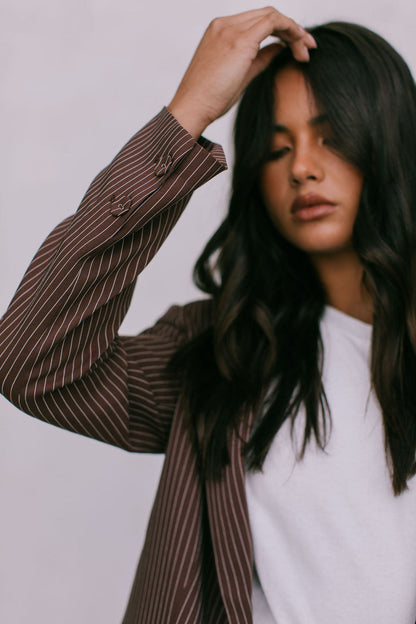 Jolie Mini Skirt - Chocolate Pinstripe