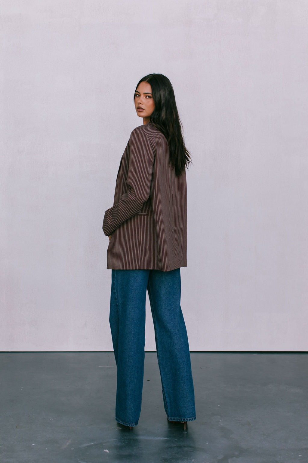 Quade Tailored Blazer - Chocolate Pinstripe