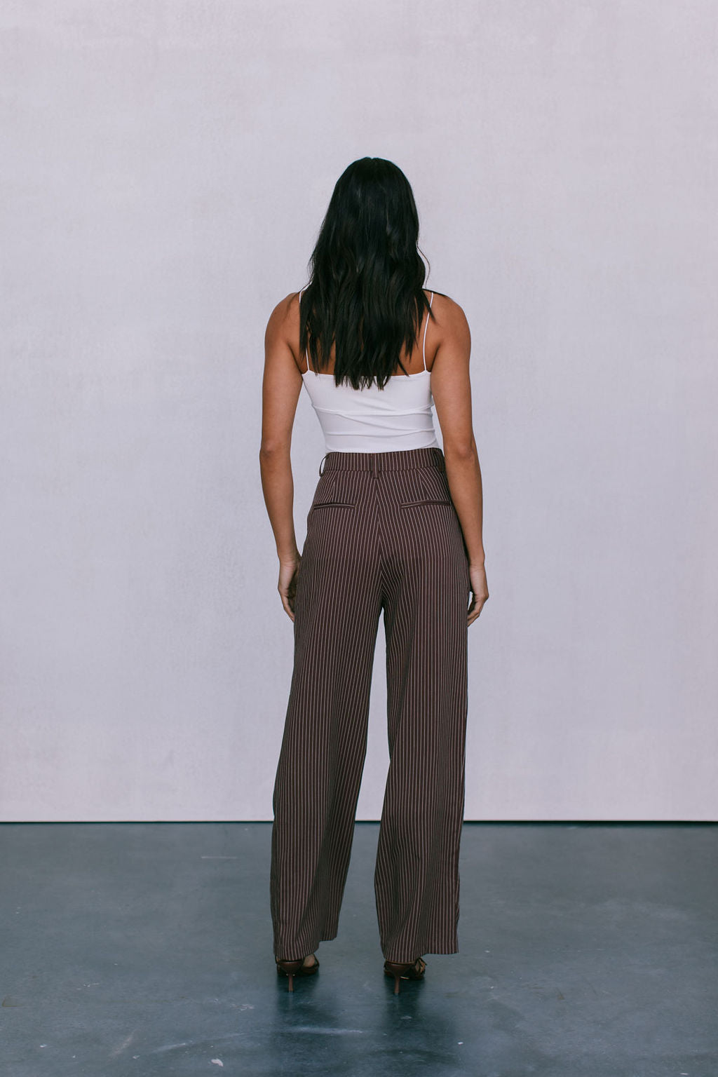 Cerlah Tailored Pants - Chocolate Pinstripe