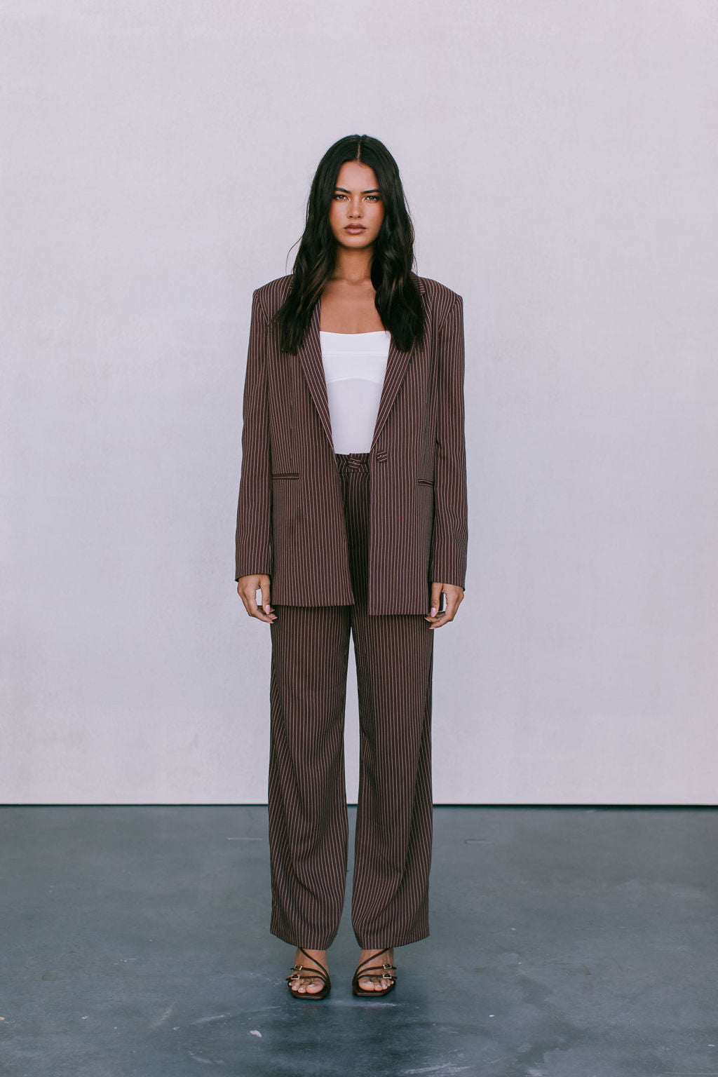 Cerlah Tailored Pants - Chocolate Pinstripe