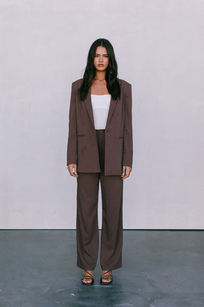 Cerlah Tailored Pants - Chocolate Pinstripe