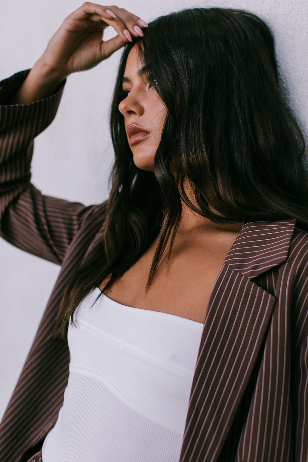 Cerlah Tailored Pants - Chocolate Pinstripe