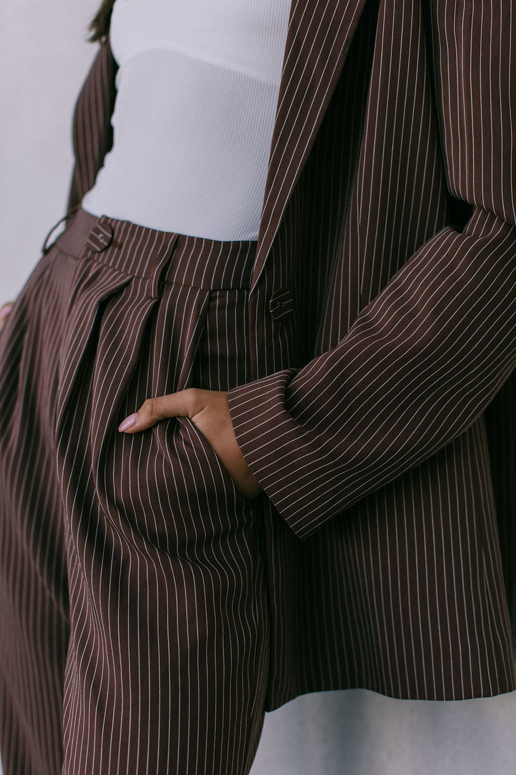 Cerlah Tailored Pants - Chocolate Pinstripe
