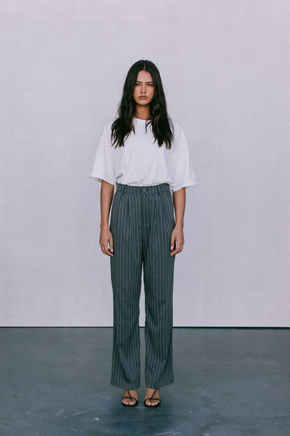Cerlah Tailored Pants - Charcoal Grey Pinstripe