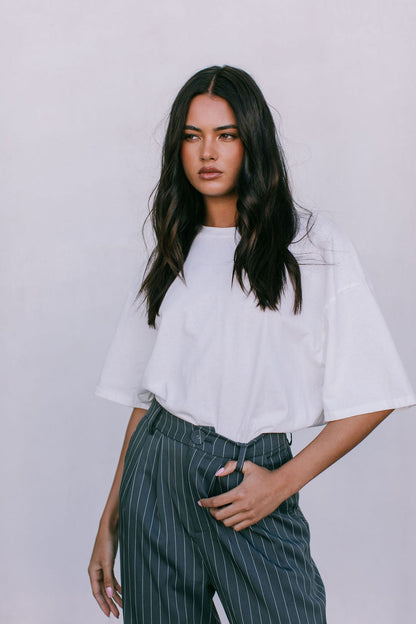 Cerlah Tailored Pants - Charcoal Grey Pinstripe