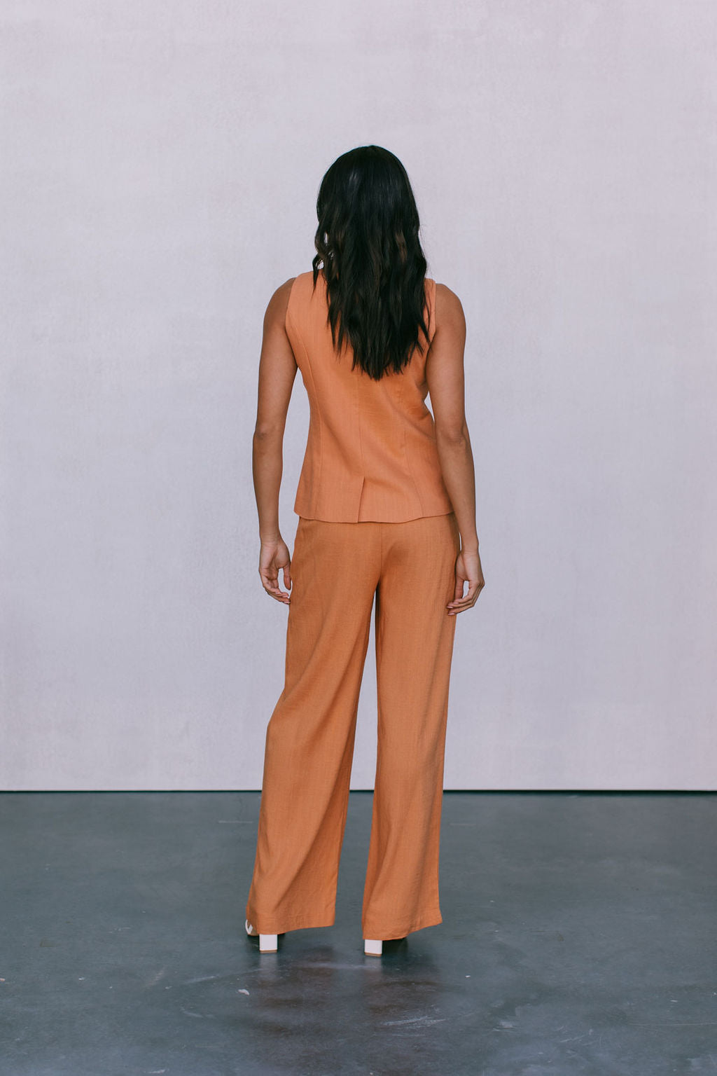 Leo Tailored Pants - Rust Linen