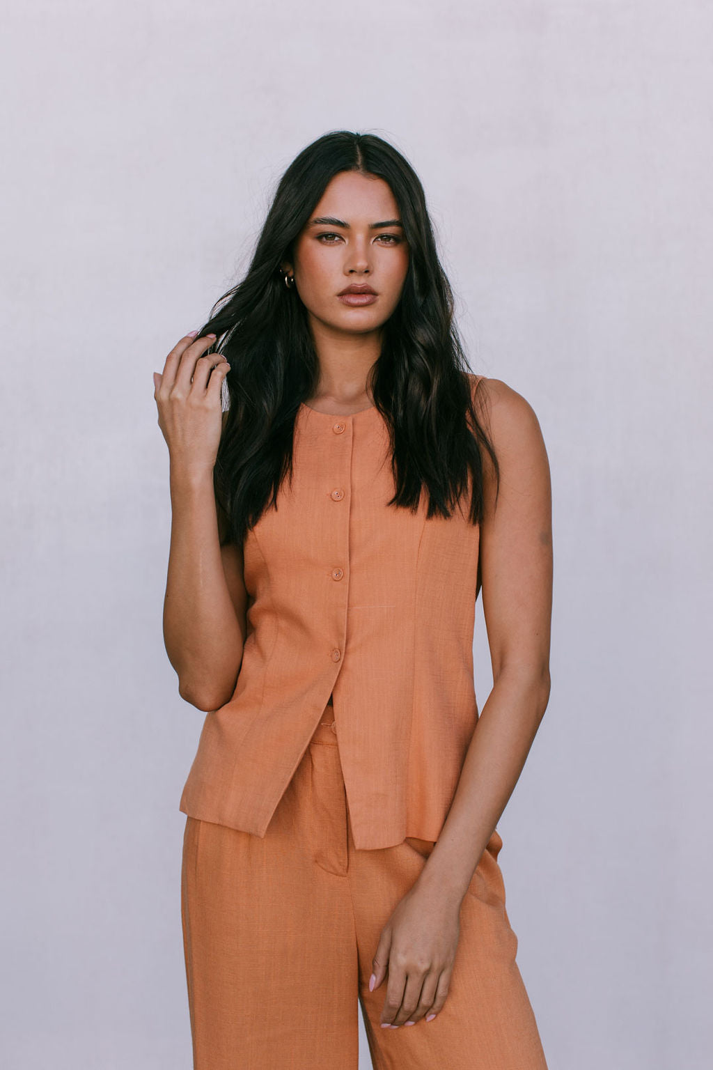 Leo Tailored Pants - Rust Linen