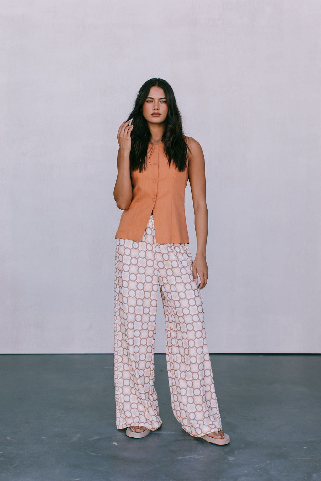 Virgo Tailored Vest - Rust Linen