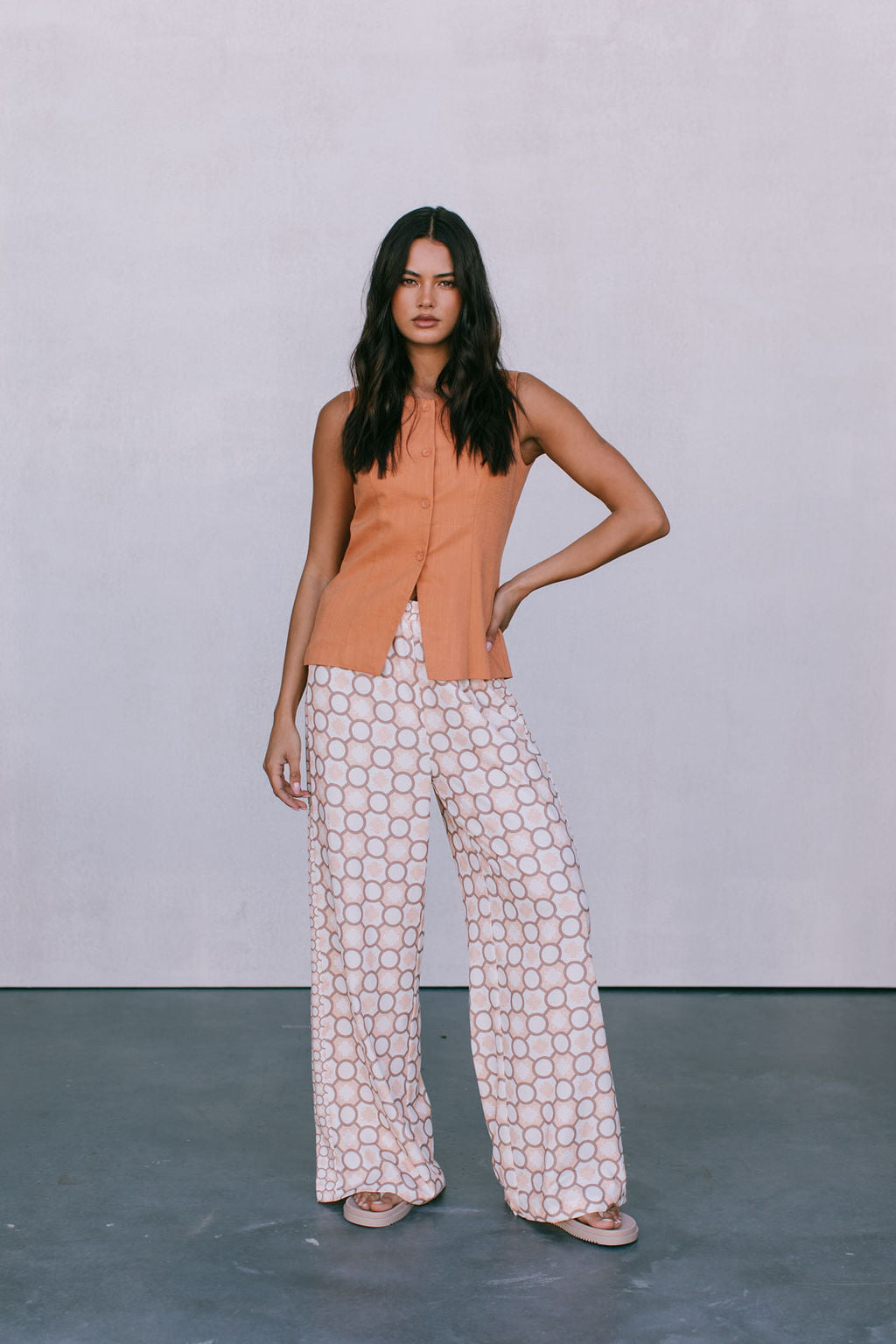 Virgo Tailored Vest - Rust Linen