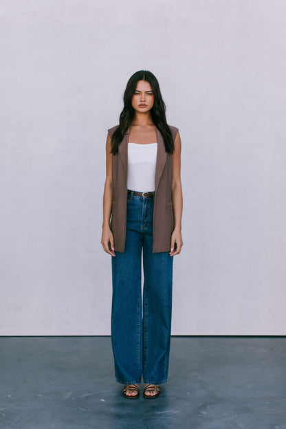 Uerella Tailored Vest - Chocolate Brown
