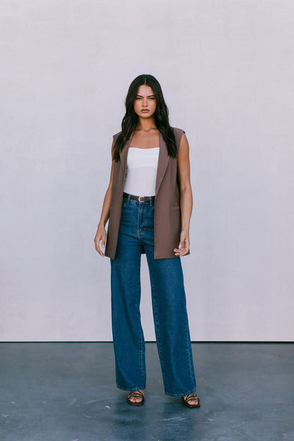 Uerella Tailored Vest - Chocolate Brown