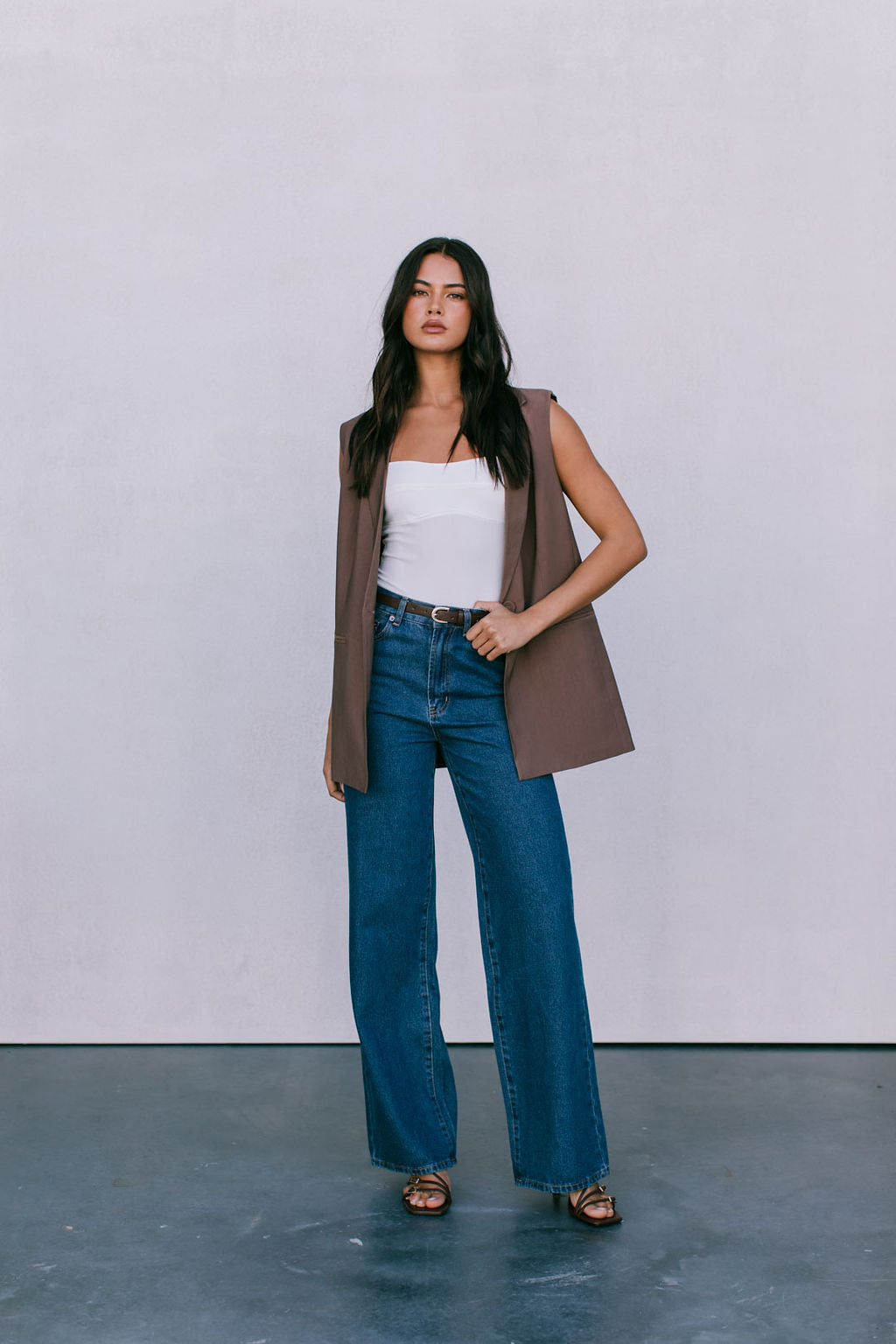 Uerella Tailored Vest - Chocolate Brown