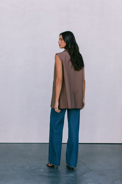 Uerella Tailored Vest - Chocolate Brown