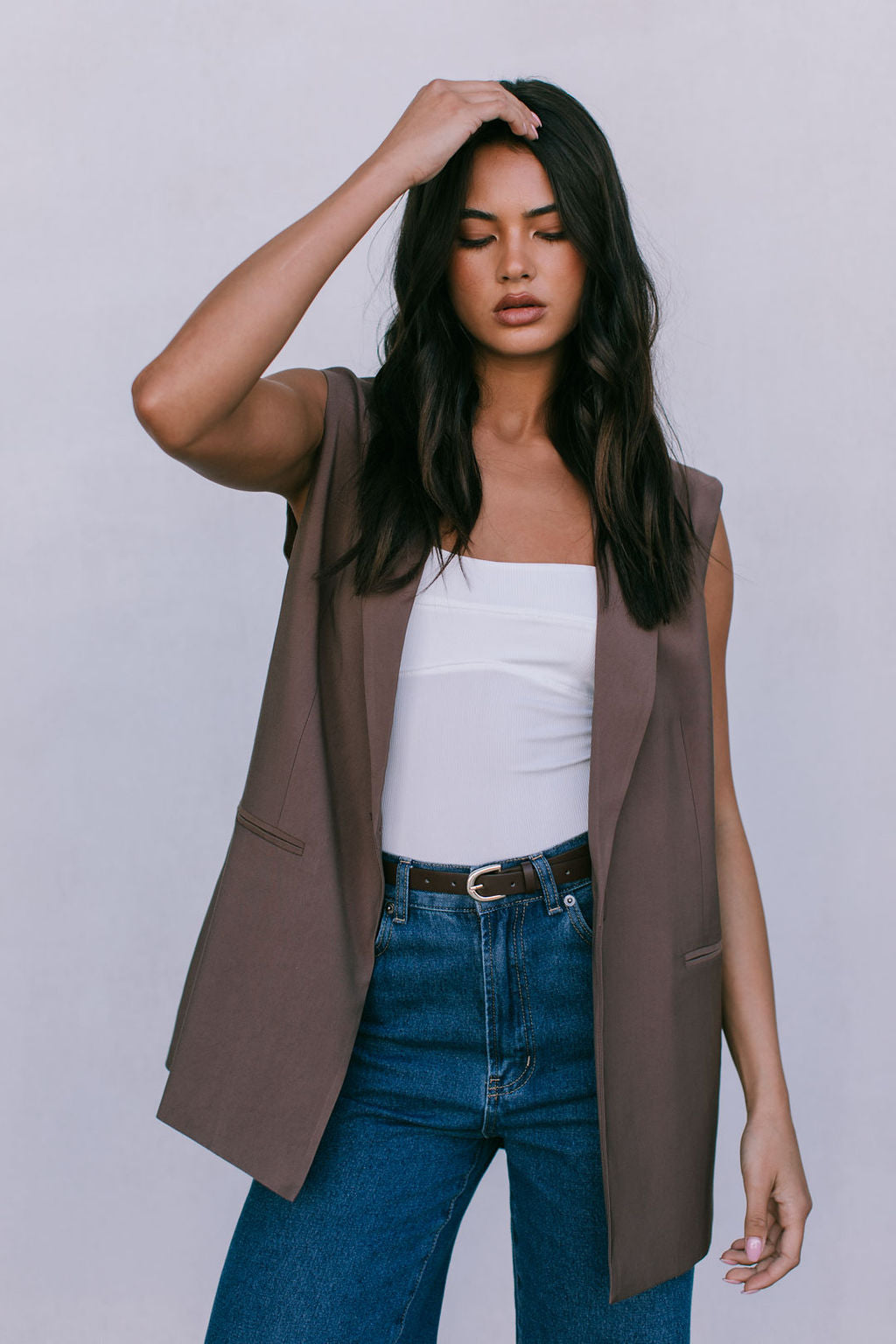 Uerella Tailored Vest - Chocolate Brown