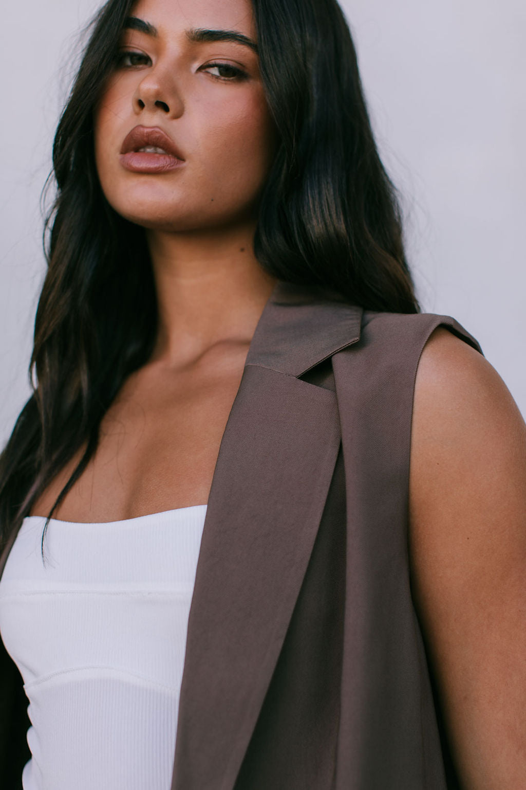 Uerella Tailored Vest - Chocolate Brown
