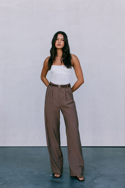 Mayda Tailored Pants - Chocolate Brown