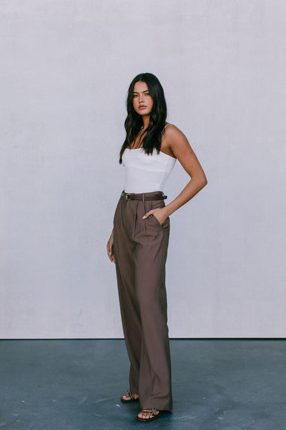 Mayda Tailored Pants - Chocolate Brown