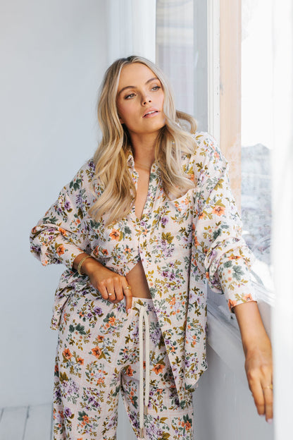 Rhea Shirt - Floral Tile Print