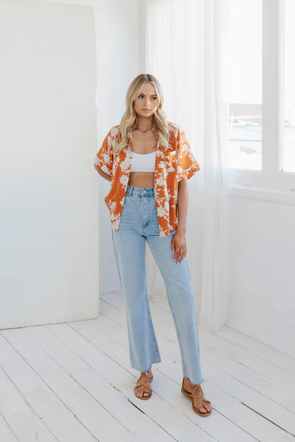 Giorno Relaxed Shirt - Auburn/Beige Floral Print