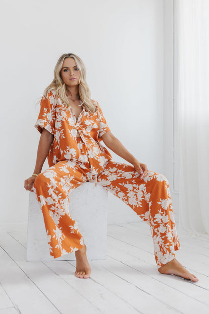 Giorno Relaxed Shirt - Auburn/Beige Floral Print