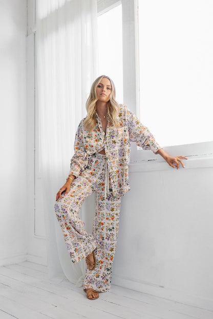 Rhea Shirt - Floral Tile Print