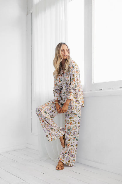 Rhea Shirt - Floral Tile Print