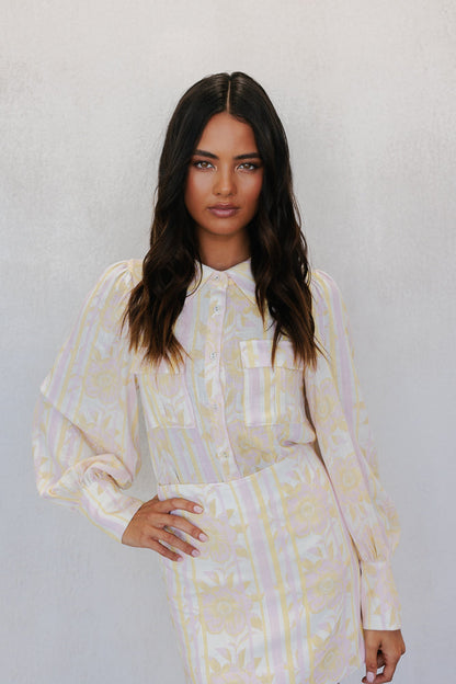 Bailee Shirt - Lemon/Pink Floral