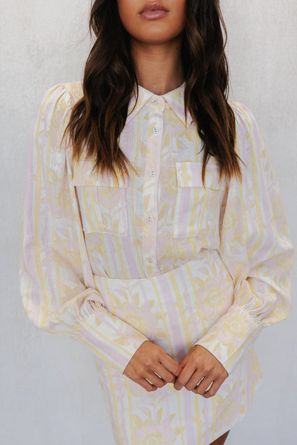 Bailee Shirt - Lemon/Pink Floral