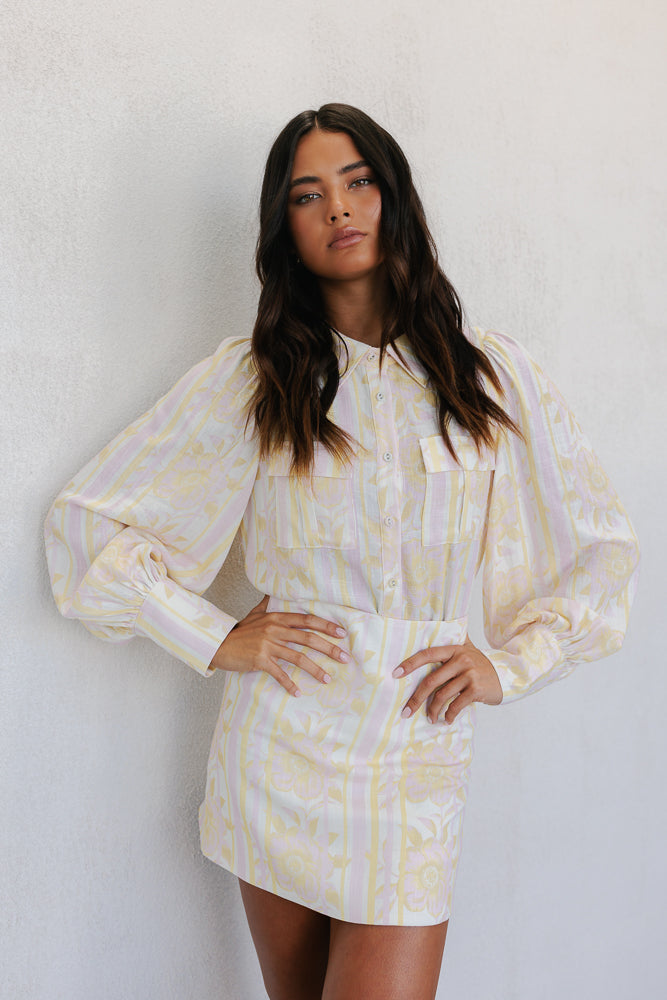 Urissa Skirt - Lemon/Pink Floral