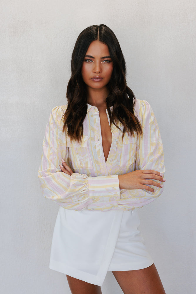 Bailee Shirt - Lemon/Pink Floral