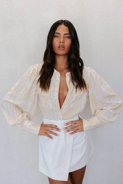 Bailee Shirt - Lemon/Pink Floral