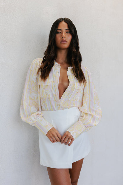 Bailee Shirt - Lemon/Pink Floral