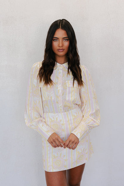 Bailee Shirt - Lemon/Pink Floral