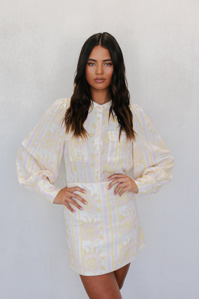 Bailee Shirt - Lemon/Pink Floral