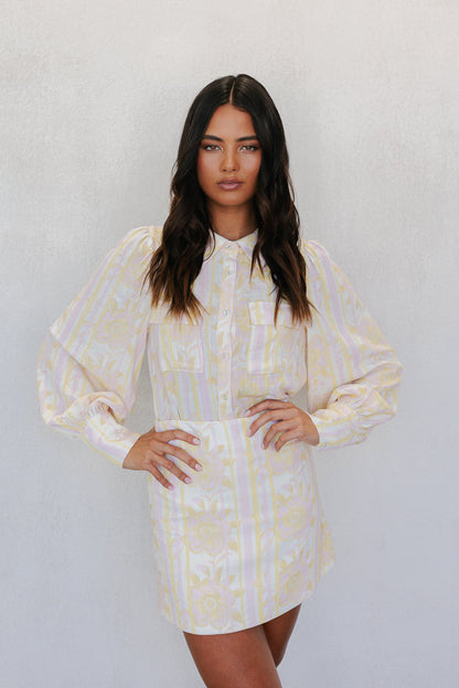 Bailee Shirt - Lemon/Pink Floral