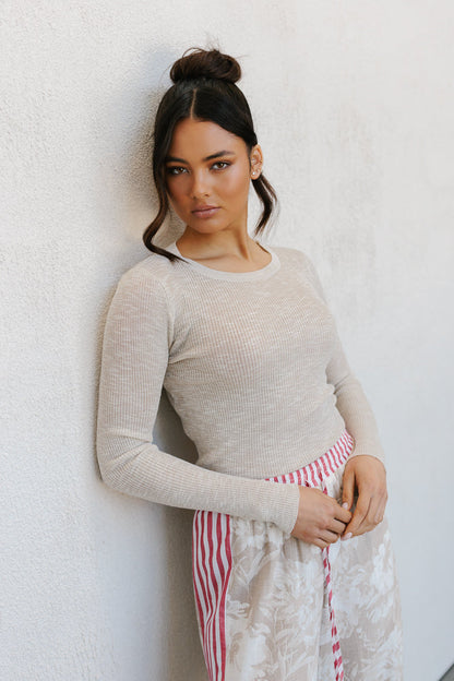 Citta Pants - Beige Floral/Red Stripe