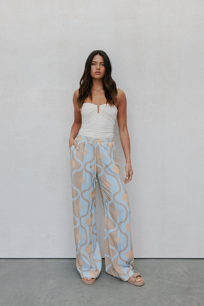 Citta Pants - Blue/Tan Sun Print