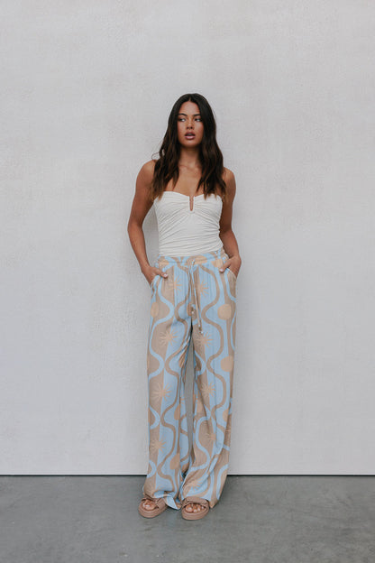 Citta Pants - Blue/Tan Sun Print