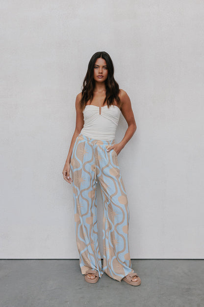 Citta Pants - Blue/Tan Sun Print