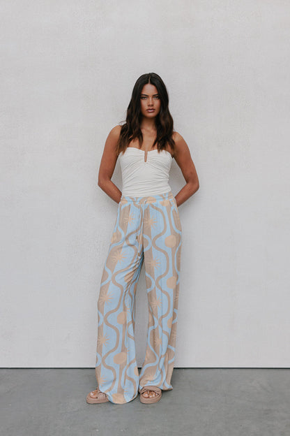 Citta Pants - Blue/Tan Sun Print