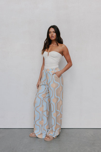 Citta Pants - Blue/Tan Sun Print