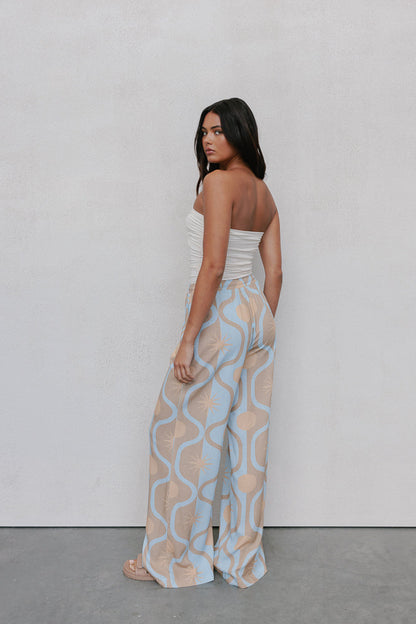 Citta Pants - Blue/Tan Sun Print