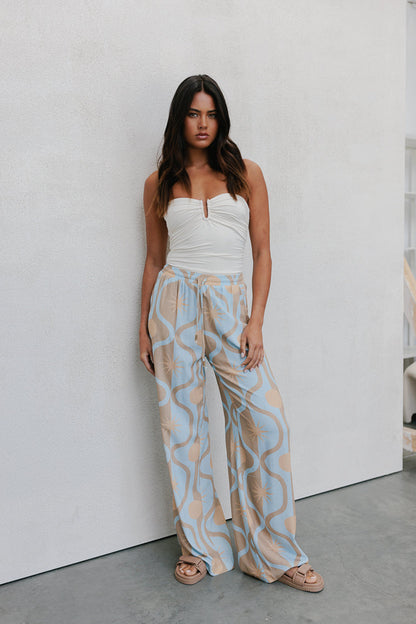 Citta Pants - Blue/Tan Sun Print