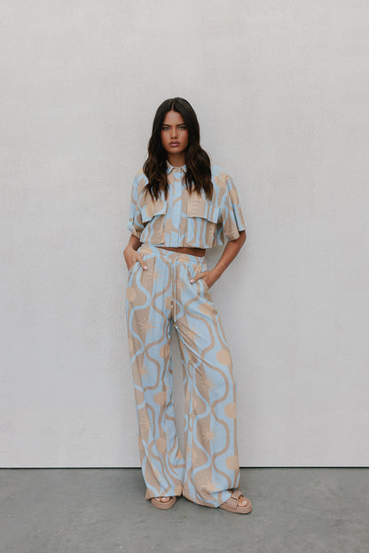 Citta Pants - Blue/Tan Sun Print