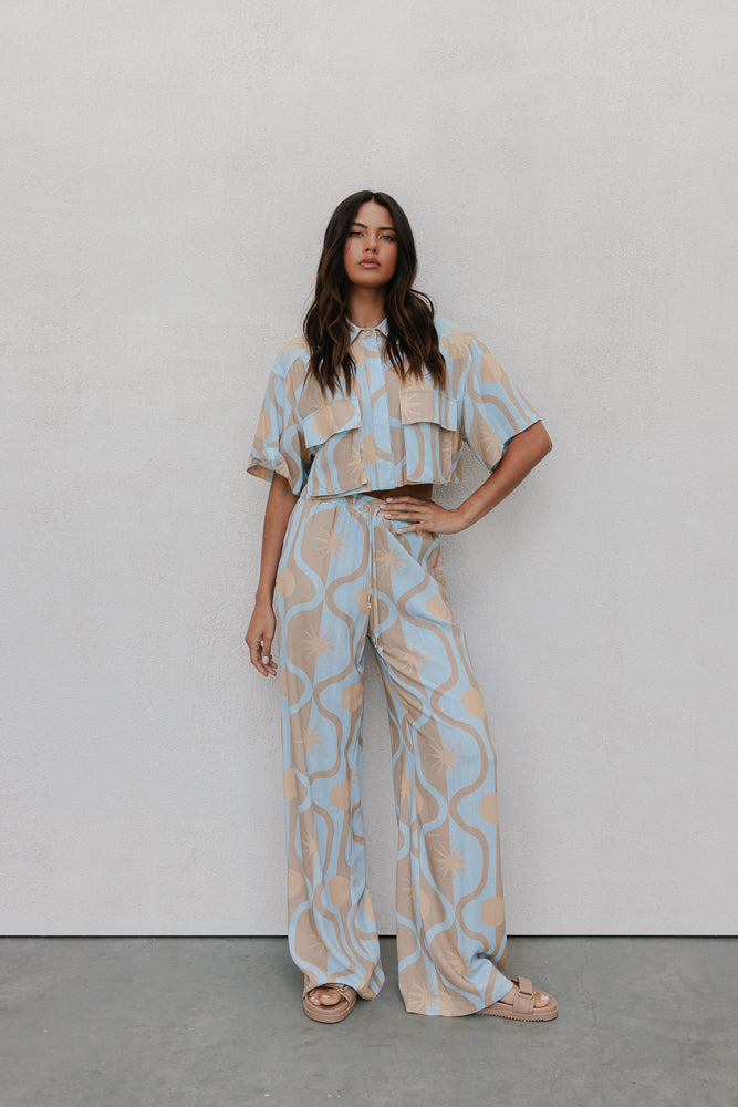 Citta Pants - Blue/Tan Sun Print